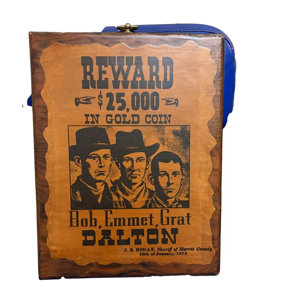 VTG Dalton Gang Wanted Poster Wood Plaque Wild‎ West Outlaw Wall Decor 12.5x9.5